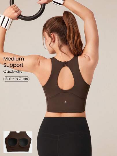 GLOWMODE Top Esportivo Halter com Recortes Decote Redondo, Impacto Médio, para Corrida e Exercícios