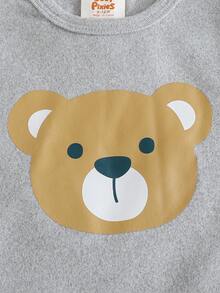 Cozy Pixies Bộ đồ ngủ 4 món cho bé gái, áo len cổ tròn tay dài in họa tiết động vật hoạt hình và quần dài cạp chun co giãn vừa vặn - Nhiều màu - Xem 6