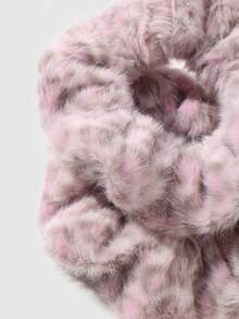 ROMWE Kawaii 2 件套别致复古豹纹蓬松发圈，韩式精致，适合女性日常佩戴，节日礼物发带马尾辫发圈发绳 - 紫色-22 - 查看 7