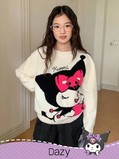 HELLO KITTY AND FRIENDS | SHEIN DAZY 秋冬款少女可爱卡通图案圆领毛衣