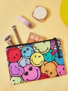 SmileyWorld® | SHEIN 1 Túi đựng mỹ phẩm nhẹ, in họa tiết hoạt hình, thích hợp để đựng mỹ phẩm, văn phòng phẩm, đồ dùng hàng ngày, thiết bị điện tử, rất tiện dụng khi đi làm, đi học, du lịch, phù hợp cho cả nam và nữ, học sinh. - Nhiều màu - Xem 2