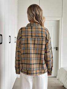 SHEIN LUNE Áo khoác kẻ caro thường ngày cho nữ, Thu/Đông - Nhiều màu - Xem 2