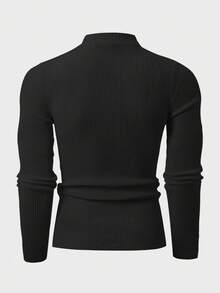 RueChic Men 2pcs Multi Pack Rib Knit Casual High Neck Slim Fit Sweater - Black and White - View 15