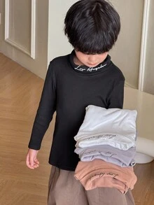 SHEIN Young Boy 3 For 1 Casual Korean Style Long Sleeve Collared Shirt,Vest And White Pants Set,Comfortable Fashion School Back-To-School Black Autumn Fall - Multicolor - View 5