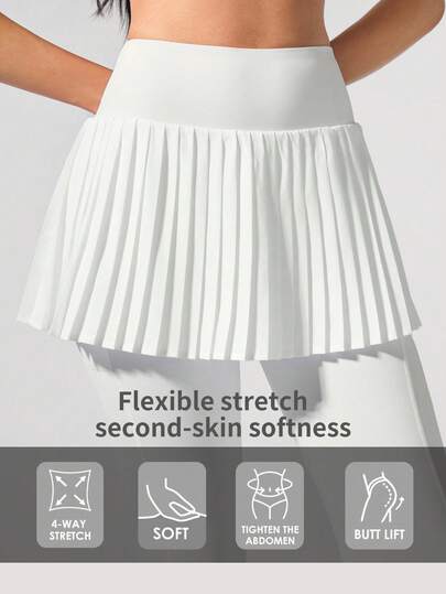 Fluxe Women's Casual Solid Color Knit Sports Skirt Pants