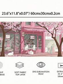 Tấm lót chuột cỡ lớn họa tiết hoa anh đào màu hồng, miếng lót bàn hình mèo anime dễ thương có đế cao su chống trượt, miếng lót bàn chơi game có viền khâu cho PC Gaming - Nhiều màu - Xem 4