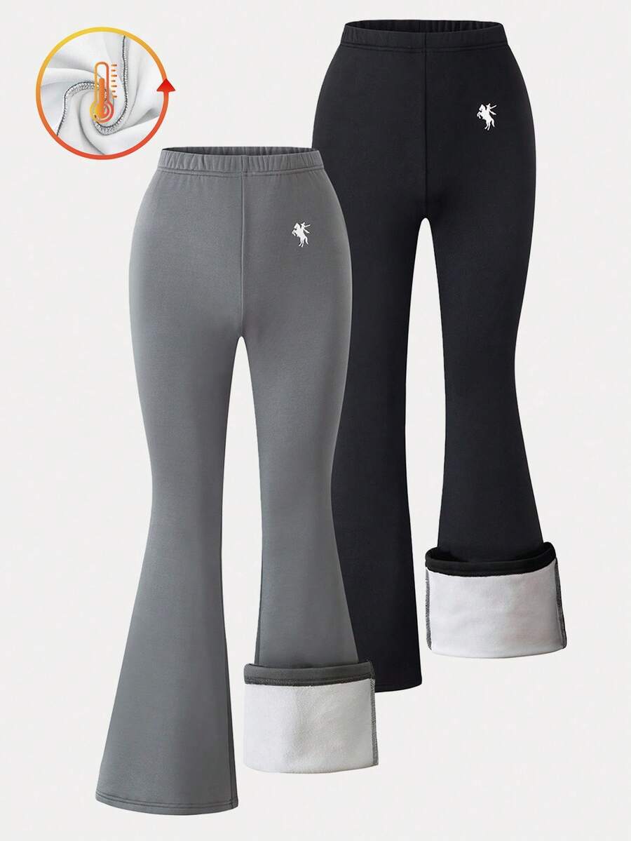 Casual Elegant Flared Pants With Thermal Lined, Suitable For Autumn/Winter Loungewear