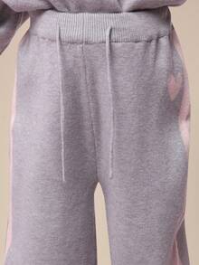 SUMWON Girls Winter Sweater Tracksuit Self Love Crew Co-Ord Set With Heart Motif Drawstring Sweatpants Fall Wear Matching Two Piece Outfit Playtime Comfortable Fashion - Light Grey - View 6