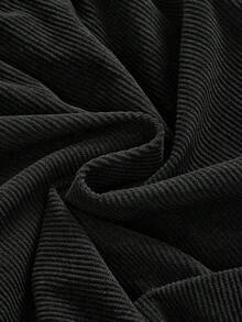 ROMWE Fairycore Quần short nhung kẻ thêu bướm thời trang thu đông cỡ lớn - màu đen - Xem 4