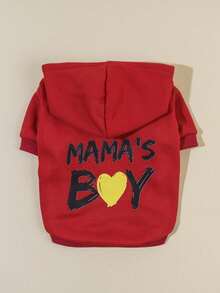 PETSIN 1 pieza Sudadera grande roja con estampado "Mama's Boy" para mascotas - Rojo - Ver 3