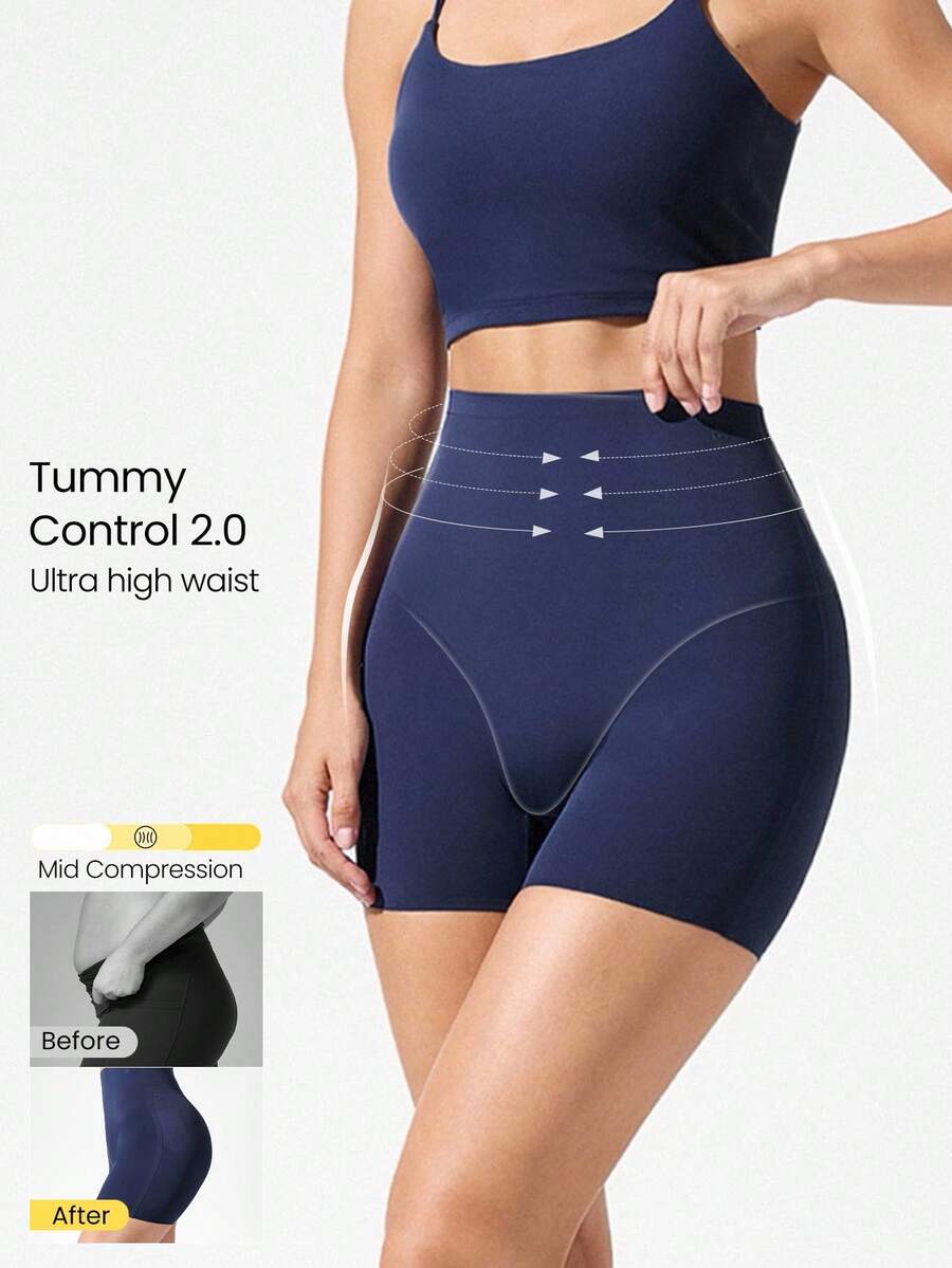 GLOWMODE 1 paquet Shorts gainants taille ultra-haute avec contrôle du ventre et support de la taille, respirants, pour un port quotidien et décontracté