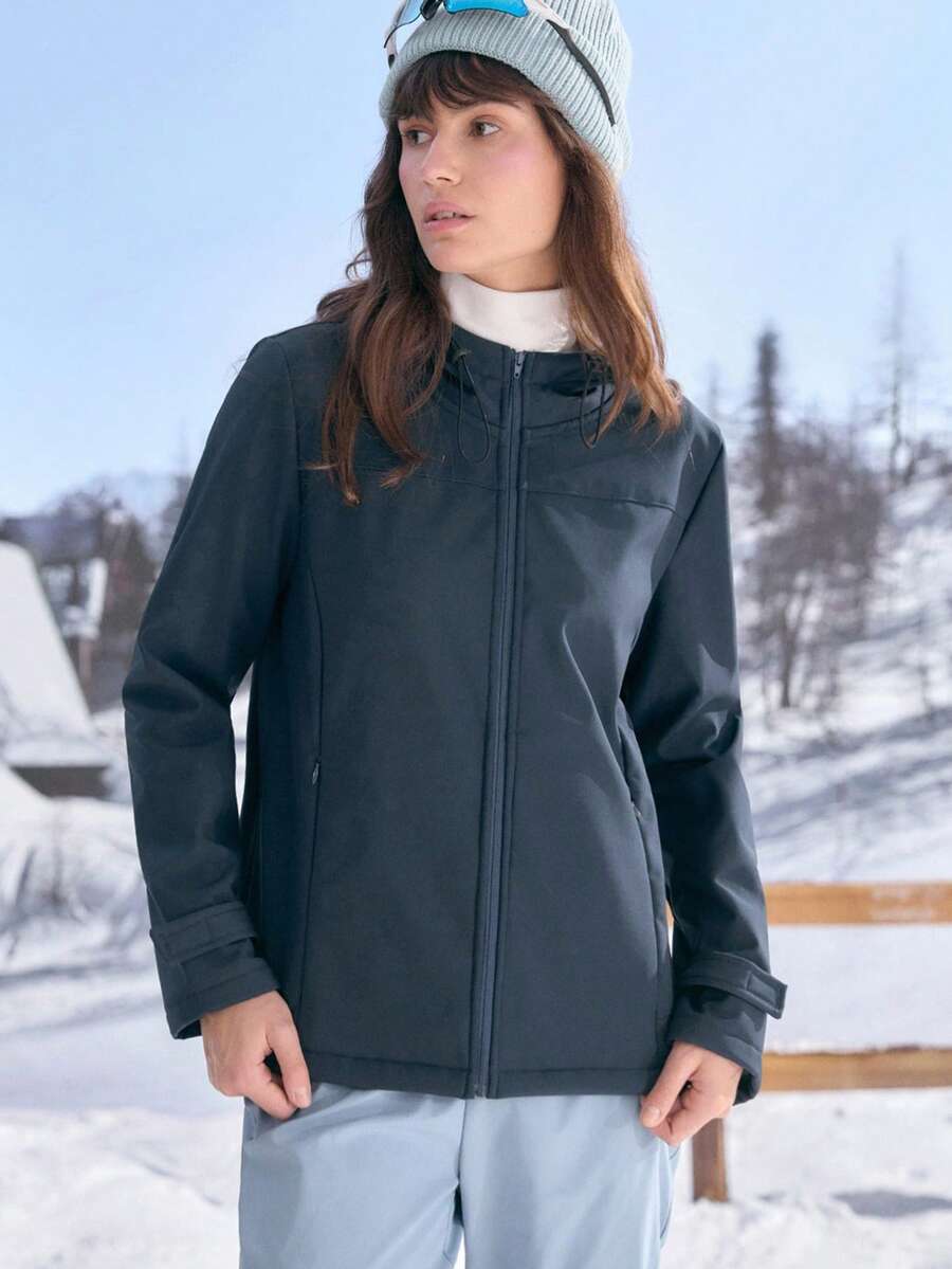 In My Nature Women's Solid Color Long Sleeve Hooded Casual Jacket With Zipper Pockets – Stylish And Versatile Outerwear - Blue - View 1