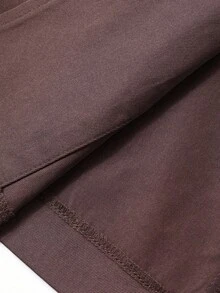 DAZY 女式宽松纯色长款腰带口袋翻领休闲优雅风衣，春秋 - 咖啡棕 - 查看 6