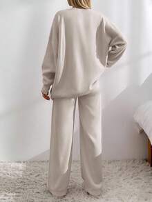 EURMUSE 落肩开衫 & 前系带针织裤