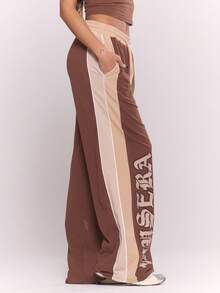 MUSERA 抽绳撞色运动裤 度假机场休闲裤 优雅秋夏 - 棕色 - 查看 5