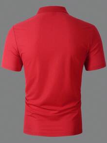 Manfinity Homme 男士半扣領短袖polo衫 - 紅色 - 查看 2