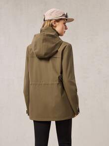 OutZeal 女式无 PFC 防水防风抽绳腰袋连帽户外外套徒步露营秋冬 - 棕色 - 查看 8