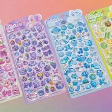 1Pc/2PCS 3D Embossed Stickers - Cute Cat, Dinosaur, Rabbit, Penguin Cartoon Animal Decorative Stickers, DIY Scrapbooking Material