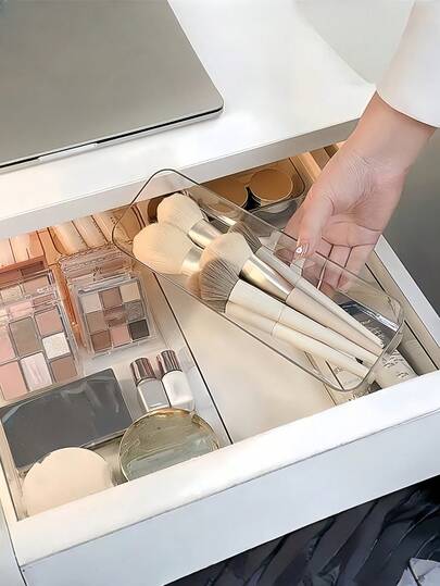 1/4/8 piezas Cajas de almacenamiento de cajón de plástico transparente Organizador de artículos pequeños con para maquillaje Herramientas Organización de escritorio Suministros para el hogar y la oficina