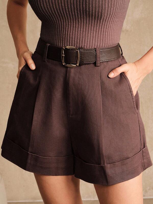 Anewsta Pantalones cortos de pierna ancha de color verde militar, elegantes y de moda, adecuados para ir al trabajo, salir, festivales, atuendos de verano para mujeres, otoño