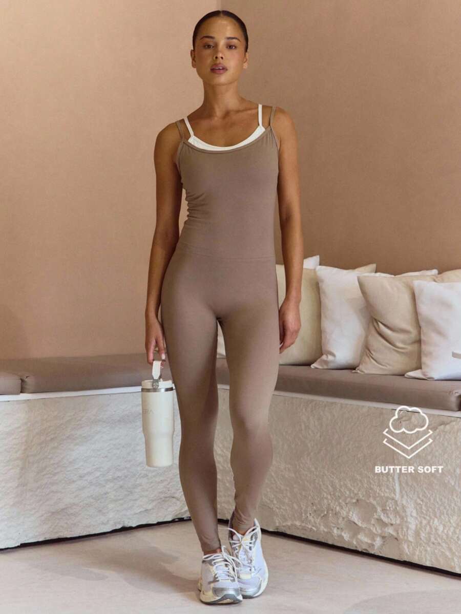 Musera Sport Combinaison-pantalon sport à double couche contrastée, élégante, décontractée, active, pour le sport, le gymnase, la rentrée scolaire, le pilates, l'hiver - Multicolore - Voir 1