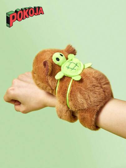 POKOJA LAND 可爱的水豚毛绒玩具，带乌龟背包，柔软的涤纶填充动物，可爱的水豚玩偶，适合儿童和收藏家的理想礼物，带乌龟背包，适合各个年龄段的孩子