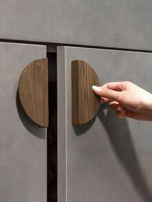 1 件实木橱柜抽屉把手 - 现代简约山毛榉木和黑胡桃木把手，北欧风格衣柜木制旋钮 - 彩色 - 查看 2