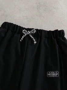 PAVTROS 2 件/套时尚白色连帽衫搭配橄榄绿色裤子，适合青少年男孩的时尚服装，连帽衫采用绿色定位印花，面料柔软舒适，适合春季/秋季，适合上学、郊游等多种场合。 - 黑色 - 查看 4