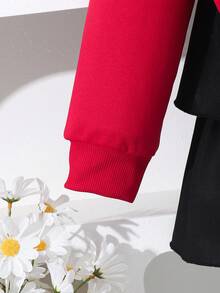 SHEIN 2 件套青少年女孩休闲图案 T 恤和印花裤，带包，年轻女士时尚服装 - 紅色 - 查看 8