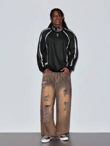 MODCRASH 秋冬新款哥特印花宽松套头连帽衫，街头风春夏款 - 黑色 - 查看 3