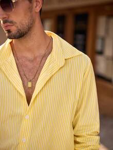 HIMLAND Camicia casual da uomo a righe verticali, vestibilità regular, autunno