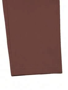 Manfinity Homme Quần Cargo màu nâu xếp ly cạp rút dây trơn cho nam, phong cách đường phố, mùa thu - Màu Đỏ Sâu - Xem 3