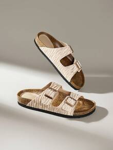 Solecia 女士时尚平底凉鞋，夏季沙滩度假户外拖鞋 - 香檳色 - 查看 6