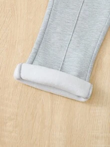 SHEIN Vintaside Kids 少女抽绳腰部宽松运动裤套装，秋冬 - 彩色 - 查看 7