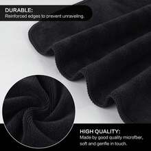 3pcs Microfiber Facial Cloths Fast Drying Washcloth 12inch X 12inch Absorbent Face Wash Cloth Soft Makeup Remover Cloths - Black - View 2