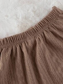 SHEIN 3 件套女孩优雅复古服装：带有精致玫瑰纽扣和 A 字裙的夹克，适合春秋季 - 咖啡棕 - 查看 4