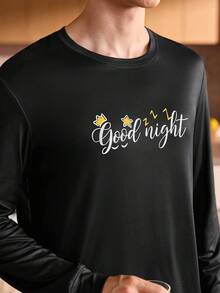 Manfinity Underwear&Sleepwear Basics Men's Plaid Round Neck Long Sleeve Top And Pants Loungewear Set, Autumn, Fall Winter Clothes, Christmas - Multicolor - View 5