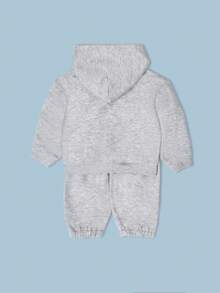 SUMWON Baby Jungen Klassischer Trainingsanzug, passende Kapuzenjacke und Jogginghose Set, warme, gemütliche Winterkleidung, Zweiteiler Outfit für den Herbst - Grau - Übersicht 3