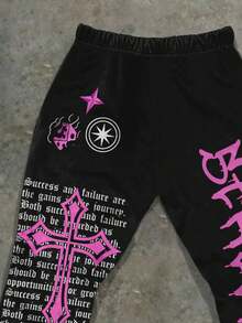 Tween Boy Casual Minimalist Letter Print Flare Pants, Suitable For Summer Fall Winter - Multicolor - View 4