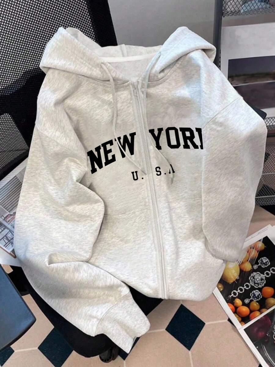 INAWLY Suitable For Outerwear, Autumn/Winter, Back To School Season, Graphic Design, Letter Design, Fashionable & Versatile, Must-Have For Women, Women's Sweatshirt Sweatshirt