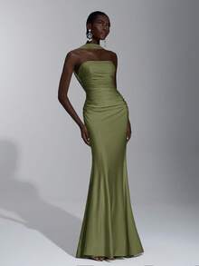 Elitara 优雅浪漫性感简约设计紧身连衣裙，弹力针织，细肩带，露背，修腰。时尚网红风格，适合节日、派对、婚礼、伴娘等场合。