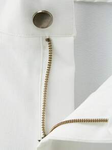 Manfinity Homme Men's Summer Casual Simple And Linen Textured Vacation And Daily Versatile White Pants, Going Out Plain Long Tapered Slacks Pants, For Husband, Boyfriend Gifts, For Fall Baggy Couple - White - View 5