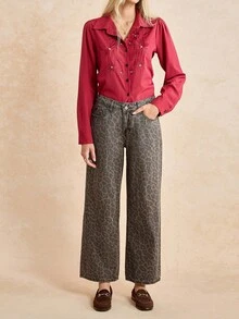Écloséra Quần Jeans Denim Thường Ngày Cho Nữ, Thời Trang & Đơn Giản Để Mặc Hàng Ngày - màu nâu - Xem 1