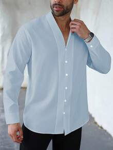 Manfinity Homme Męska koszula casualowa w jednolitym kolorze, w dużym rozmiarze, na jesień