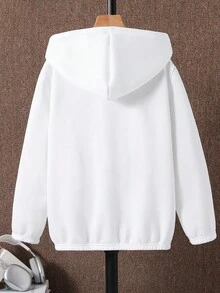 SHEIN 1件装青少年男童休闲运动学院风复古连帽外套，内含抓绒面料毛衣，适合返校、生日派对、晚宴、演出、婚礼、洗礼、开幕式等场合，日常穿着舒适，适合上学、旅行、运动，也适合秋冬季节。 - 白色 - 查看 2
