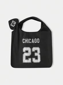 ROMWE Grunge Punk 1586325 时尚简约蕾丝数字印花图案大容量便携可折叠手提包带零钱包 - 彩色 - 查看 3