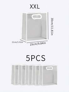 1/5/10个装透明礼品袋，简约镂空提手设计PVC礼品包装袋，适用于派对 - 白色 - 查看 16