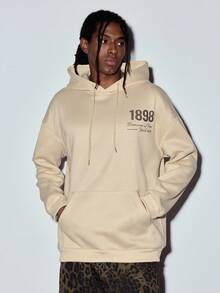 Modcrash 男士布鲁克林主题印花口袋连帽衫，适合秋冬春夏季街头风格 - 杏色 - 查看 3