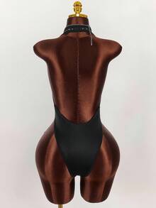 Bộ đồ liền thân hở lưng cổ chữ V sâu đính đá Rhinestone Y2K Amplova thời trang gợi cảm dành cho nữ, lý tưởng cho các bữa tiệc và tạo nên phong cách riêng. Bộ đồ liền thân đính đá Rhinestone màu hồng - màu đen - Xem 2