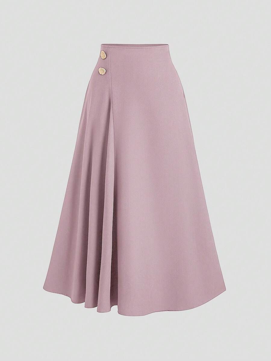 Sweetra 女士优雅通勤A字裙，垂坠修身效果，春秋季 - 淺粉色 - 查看 1